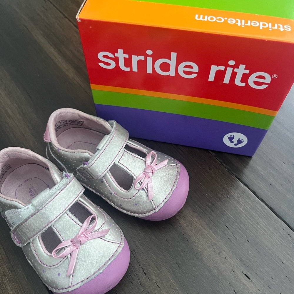 Stride Rite Silver and Purple Baby Shoes